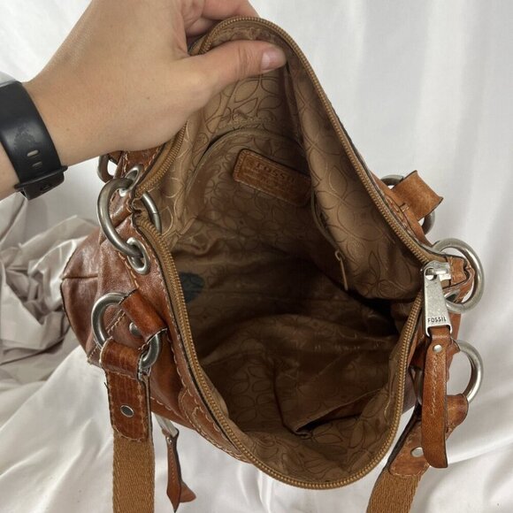 Fossil Cognac-Colour Leather Medium-Size 70s Style Handbag - Picture 13 of 16